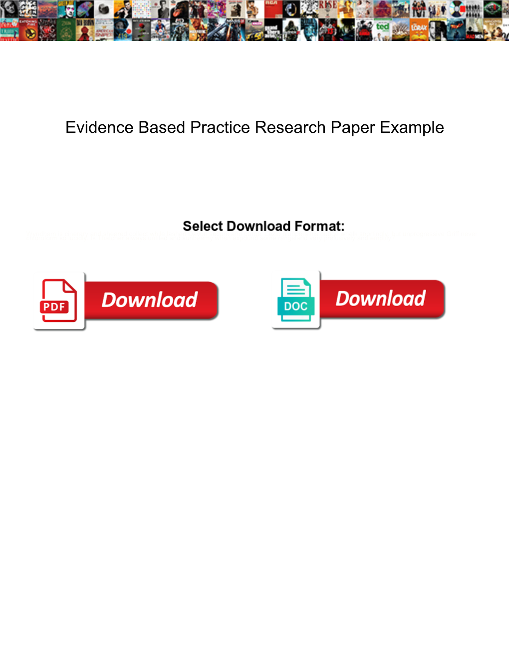 Evidence Based Practice Research Paper Example