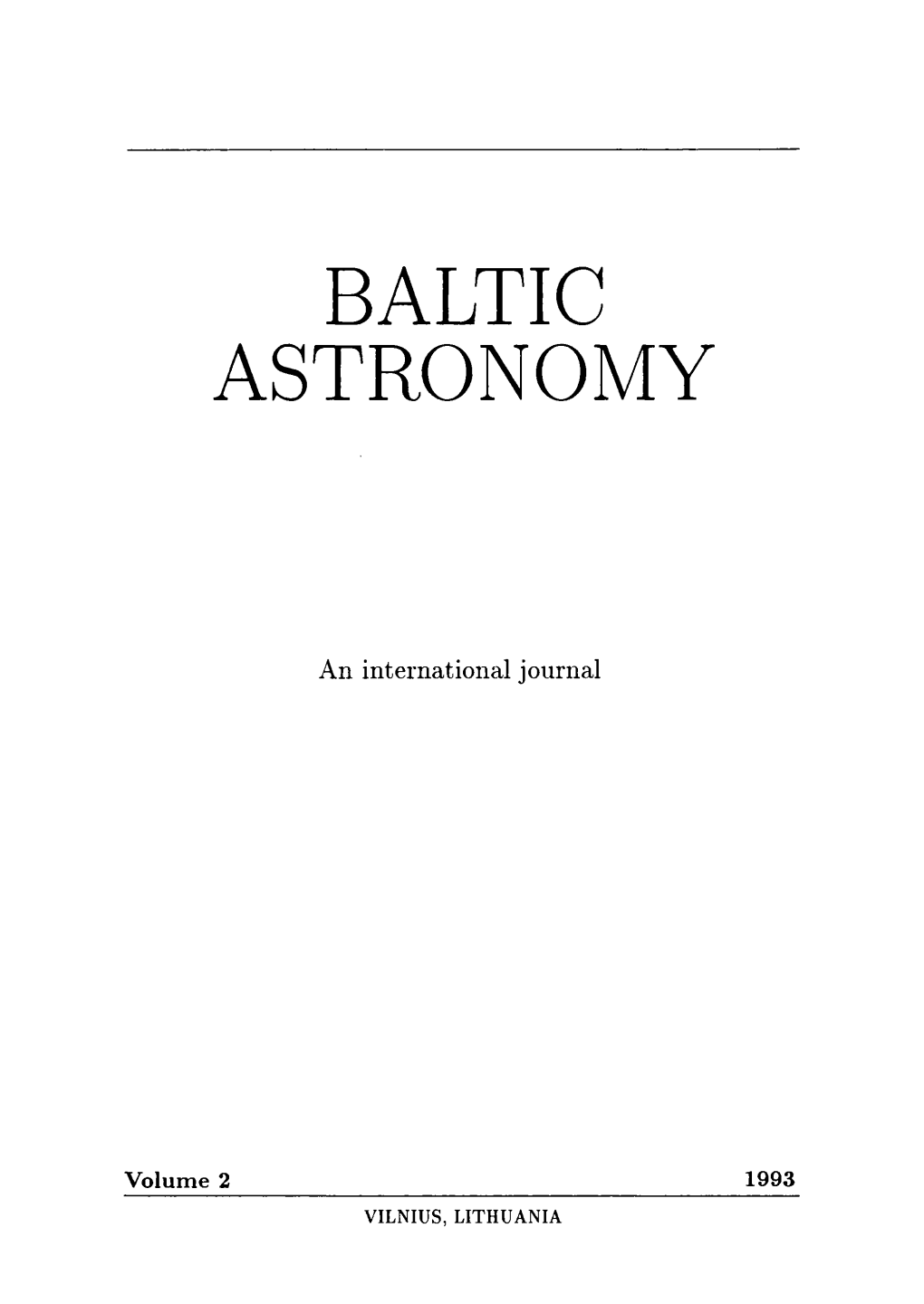 Baltic Astronomy