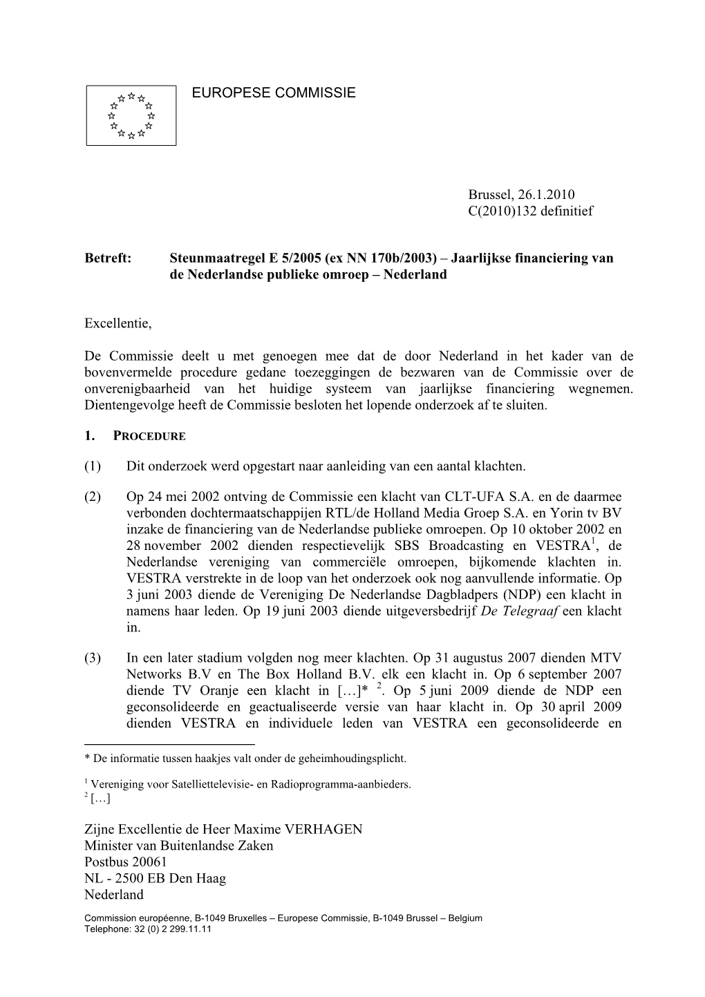 Letter to MS E5 2005 Nonconfidential NL 16022010