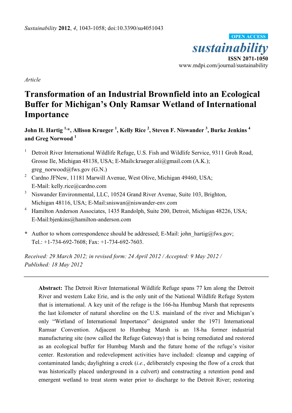 Transformation of an Industrial Brownfield Into an Ecological Buffer for Michigan's Only Ramsar Wetland of International Impor