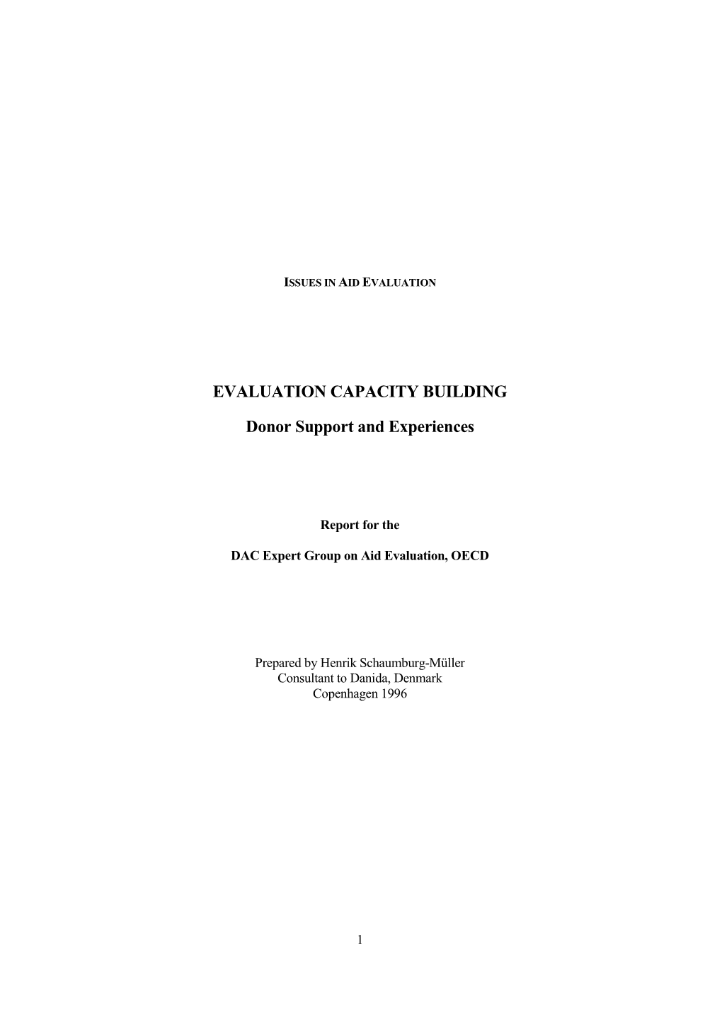 EVALUATION CAPACITY BUILDING Donor Support and Experiences