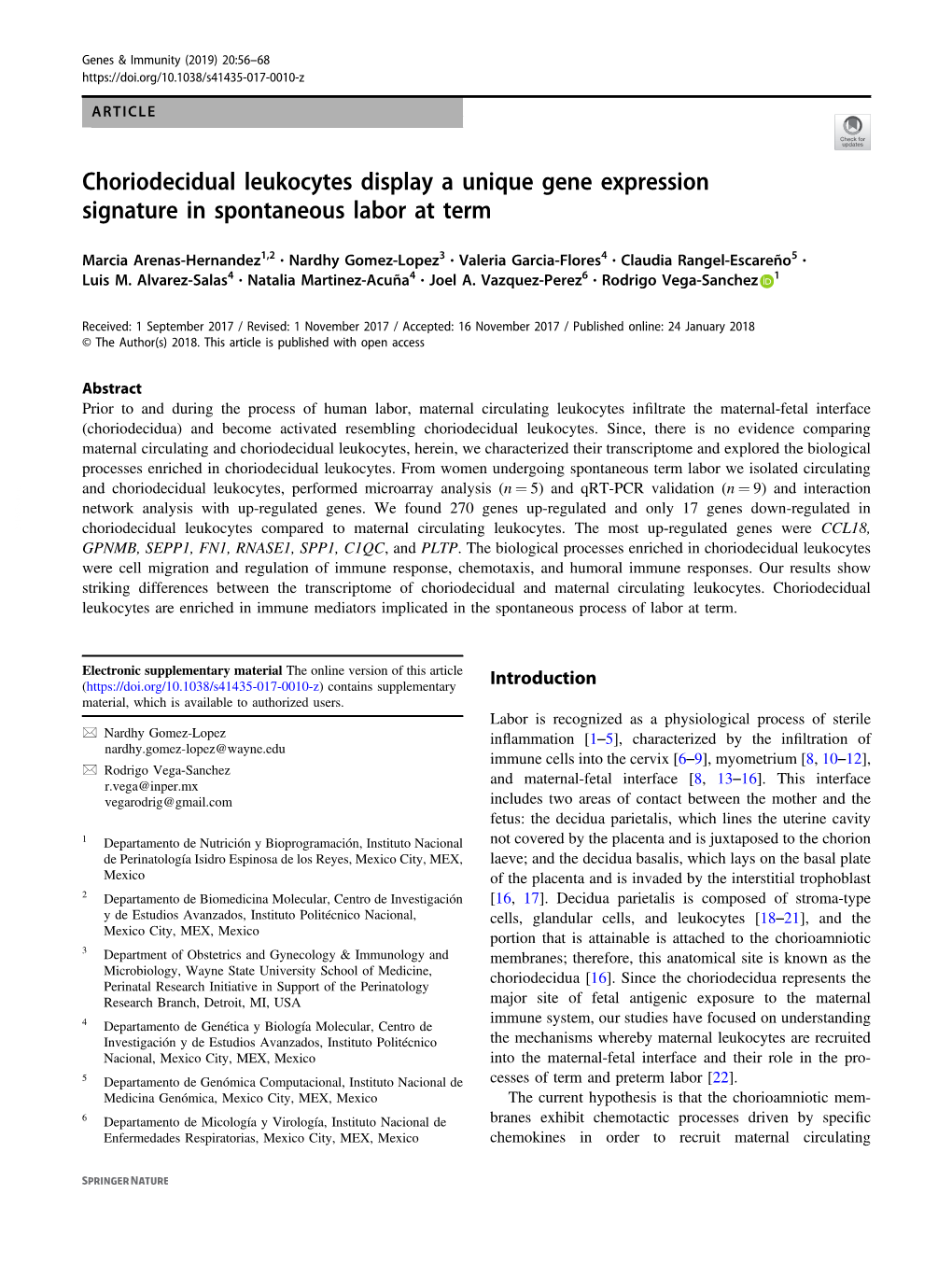 Choriodecidual Leukocytes Display a Unique Gene Expression Signature in Spontaneous Labor at Term