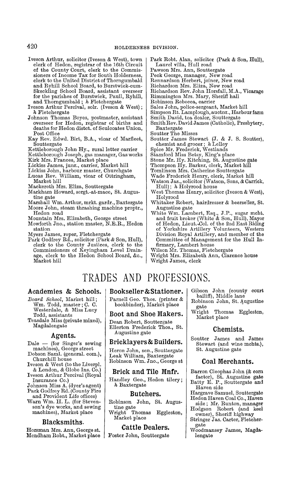 TRADES and PROFESSIONS. Academies & Schools