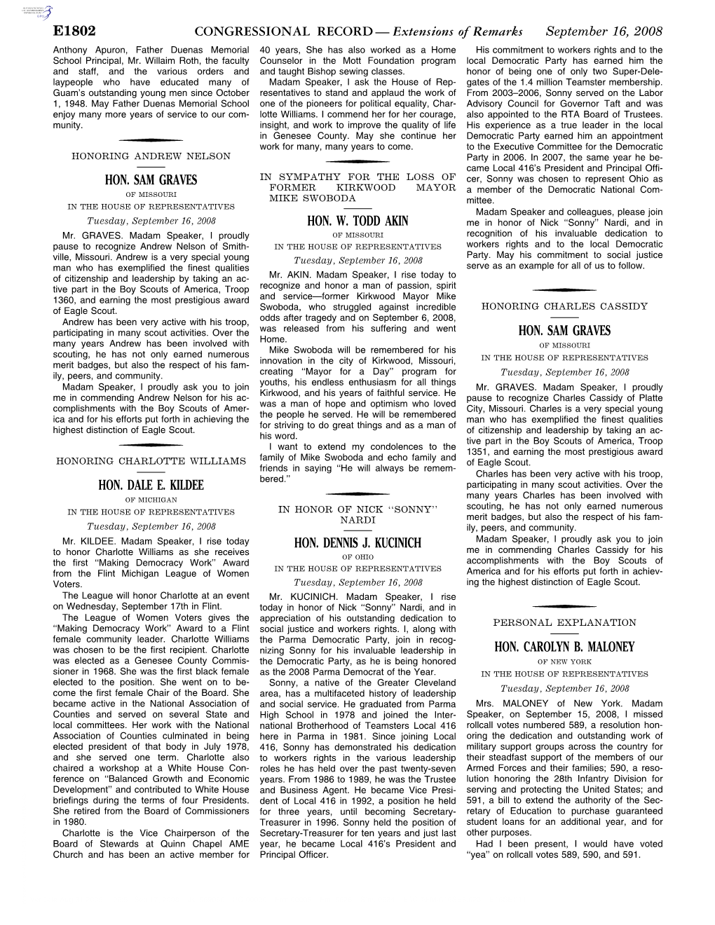 CONGRESSIONAL RECORD— Extensions of Remarks E1802 HON