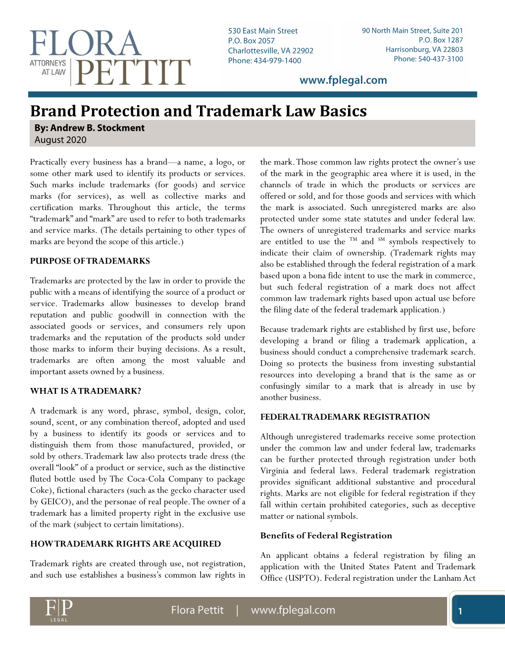 Brand Protection and Trademark Law Basics 1 File