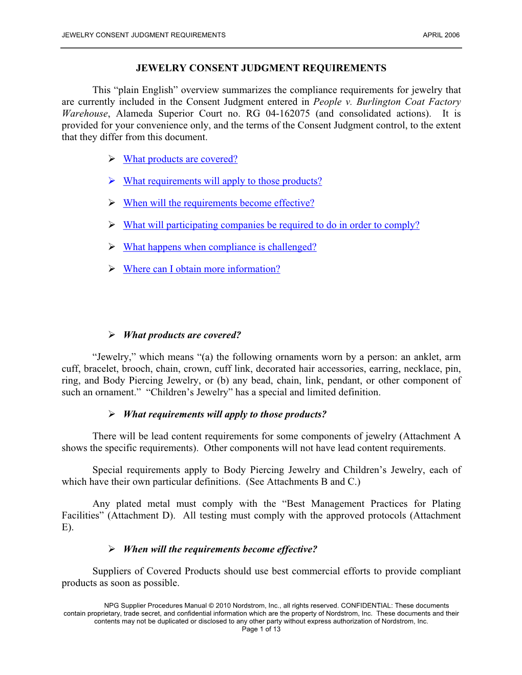 Jewelry Consent Judgment Requirements April 2006