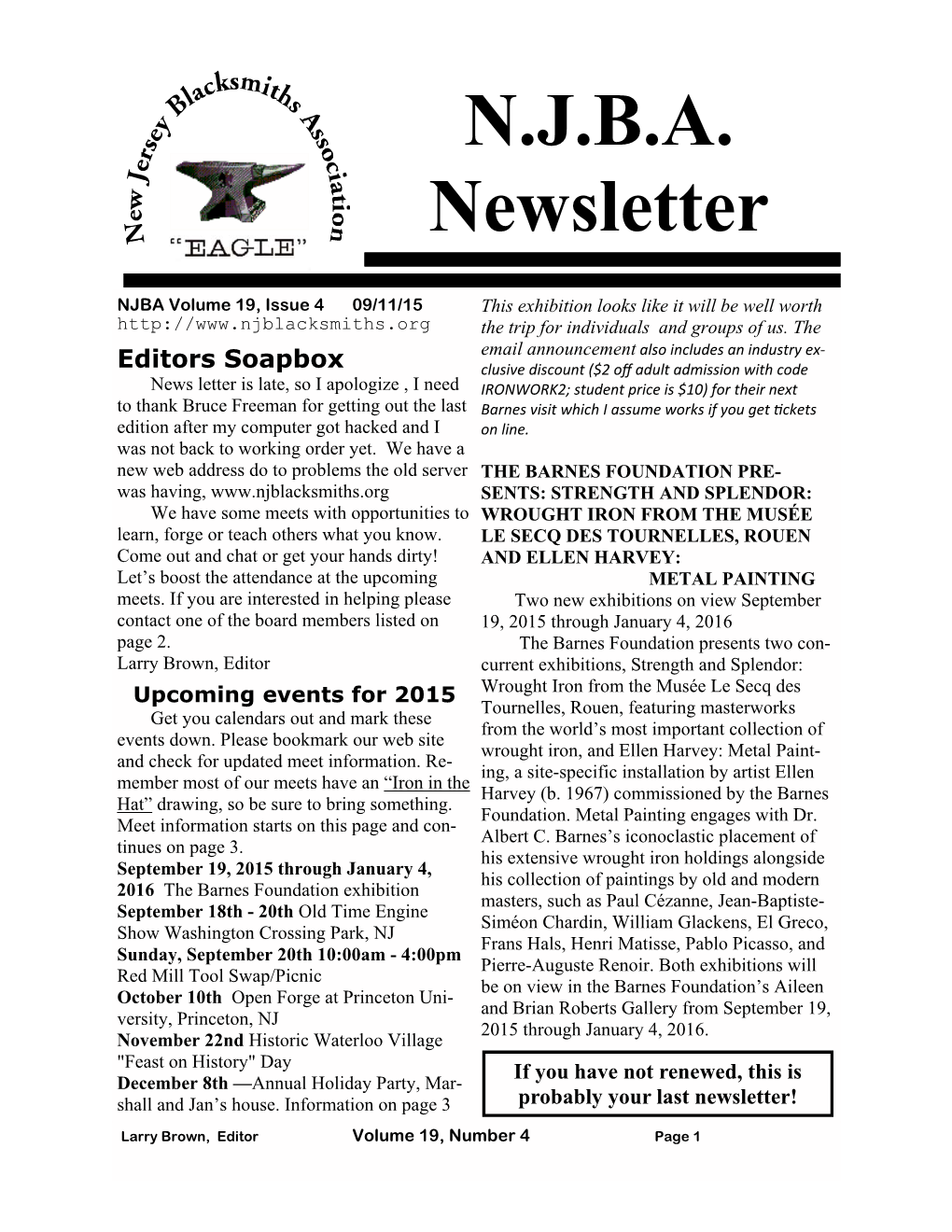 N.J.B.A. Newsletter