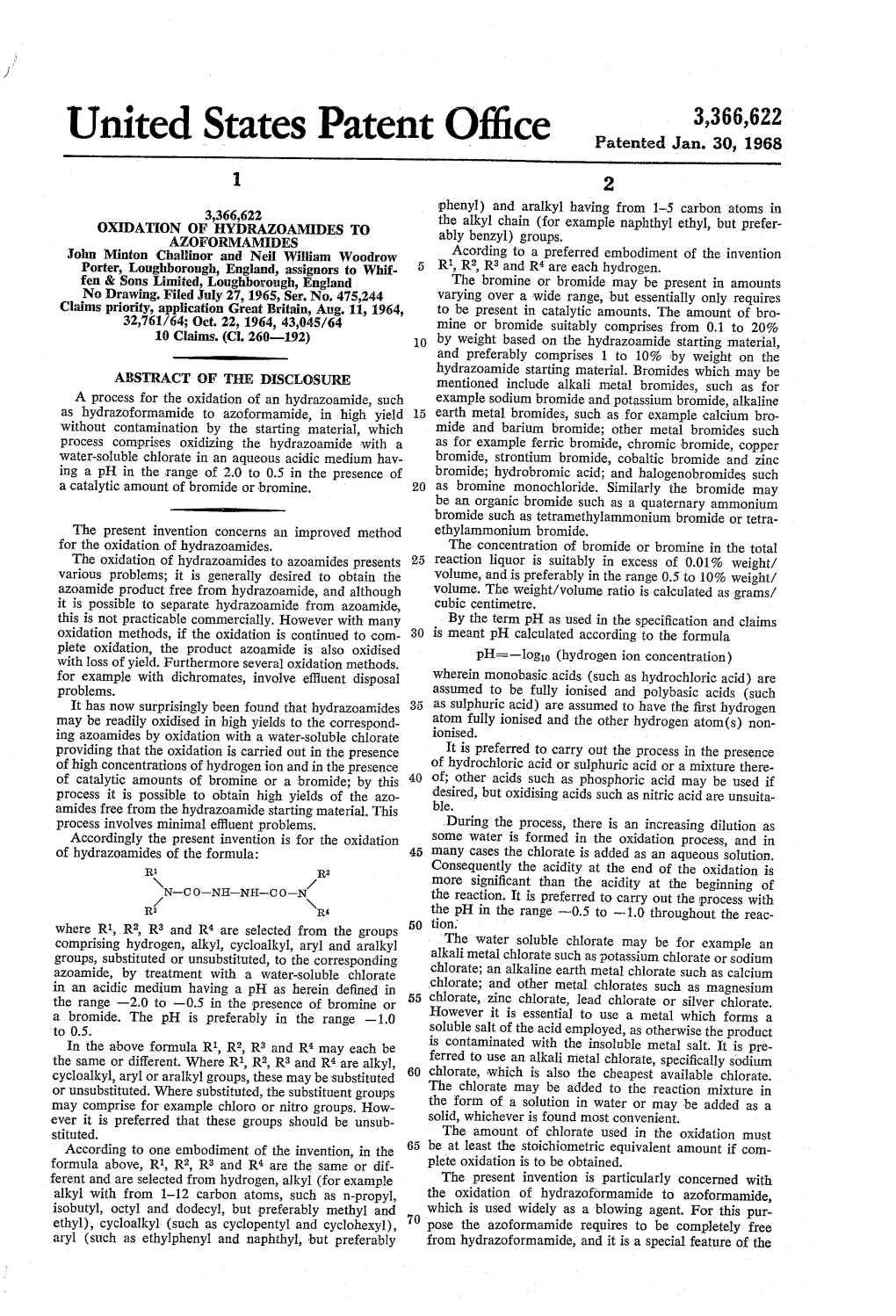 United States Patent Office Patented Jan