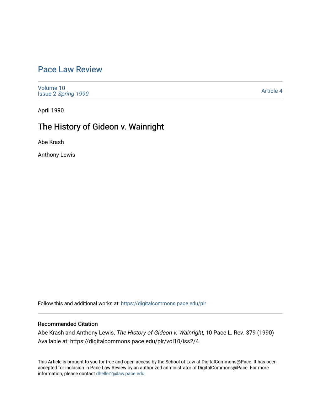 The History of Gideon V. Wainright