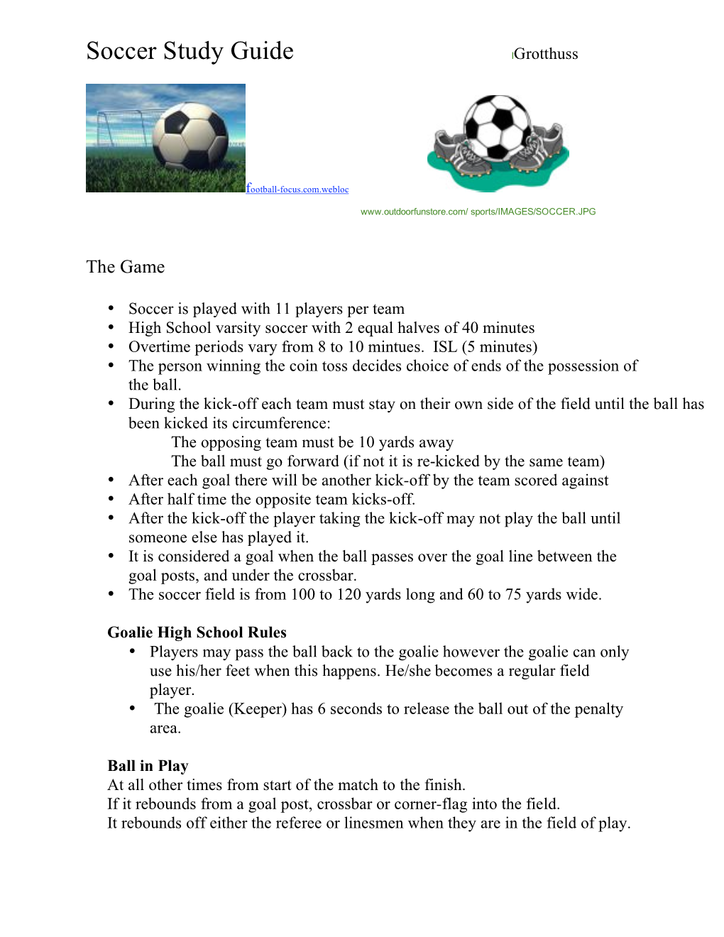 Soccer Study Guide Lgrotthuss