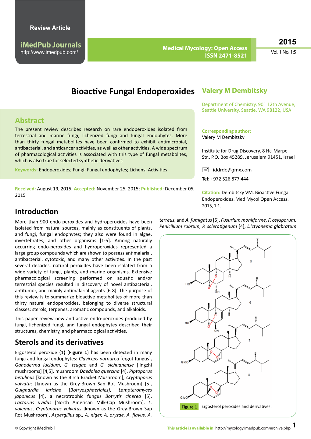 Bioactive Fungal Endoperoxides Valery M Dembitsky