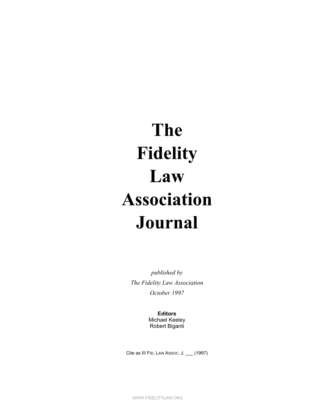 The Fidelity Law Association Journal