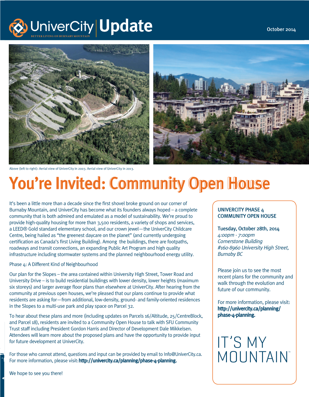 Update You're Invited: Community Open House