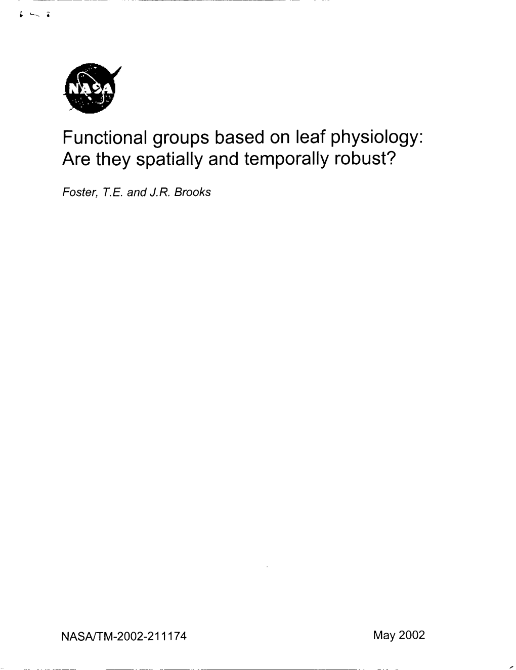 Functional Groups Based on Leaf Physiology Are They Spatially and Temporally Robust?