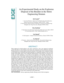 An Experimental Study on the Explosion Disposal of the Boulder in the Metro Engineering Stratum