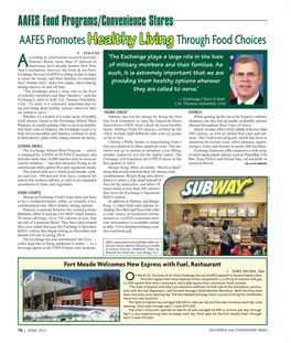 AAFES Promotes Healthy Livingthrough Food Choices