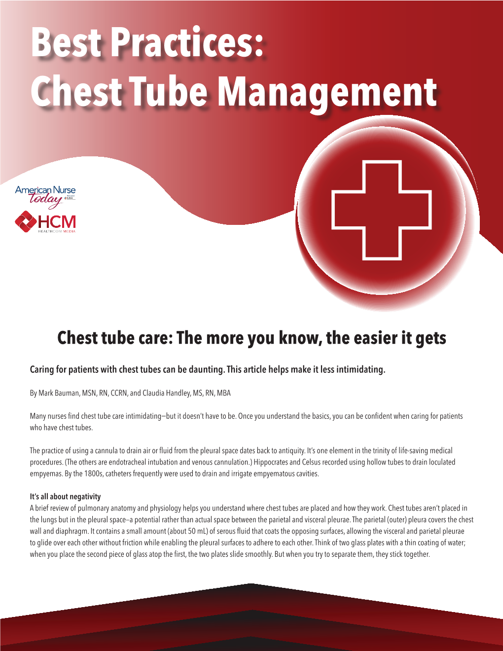 Best Practices Chest Tube Management DocsLib