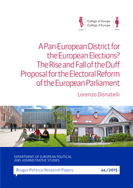 The Rise and Fall of the Duff Proposal for the Electoral Reform of the European Parliament Lorenzo Donatelli
