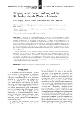 Biogeographic Patterns of Frogs of the Kimberley Islands, Western Australia