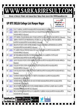UP BTC Deled College List College List Kanpur Nagar