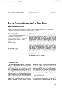 Current Therapeutic Approach to Acne Scars