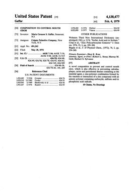 United States Patent (19) (11) 4,138,477 Gaffar 45 Feb