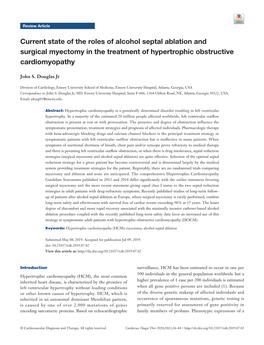 Current State of the Roles of Alcohol Septal Ablation and Surgical Myectomy in the Treatment of Hypertrophic Obstructive Cardiomyopathy