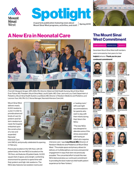 Spotlight a Quarterly Publication Featuring News About Spring 2019 Mount Sinai West Programs, Activities, and Staff
