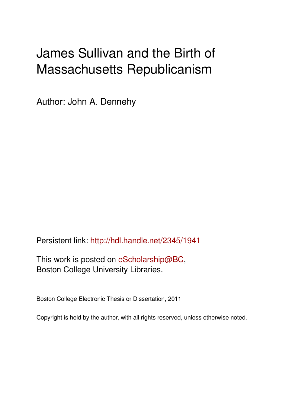 James Sullivan and the Birth of Massachusetts Republicanism