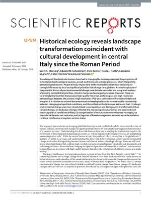 Historical Ecology Reveals Landscape Transformation Coincident with Cultural Development in Central Italy Since the Roman Period
