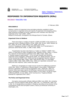 Responses to Information Requests