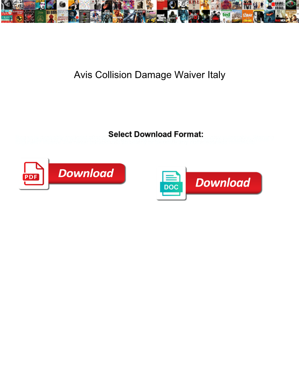 Avis Collision Damage Waiver Italy