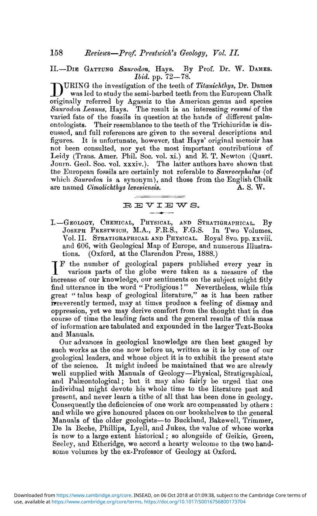 I.—Geology, Chemical, Physical, and Stratighaphical. by Joseph