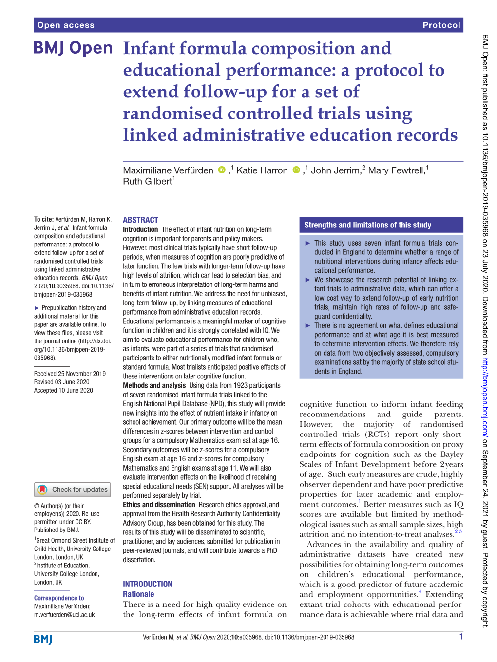 Infant Formula Composition and Educational Performance