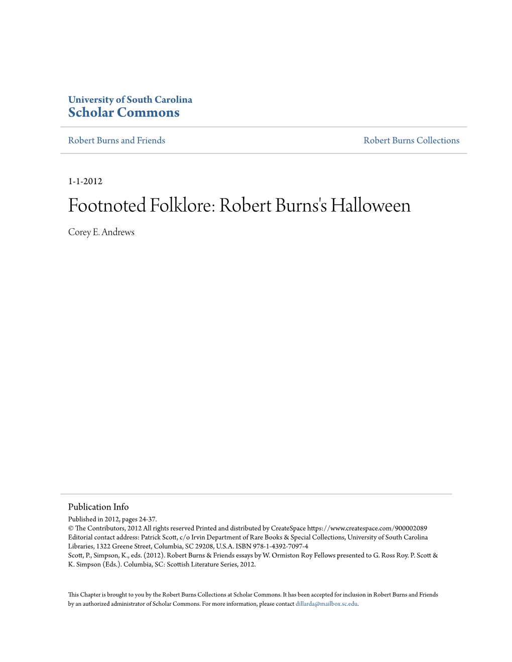 Robert Burns's Halloween Corey E
