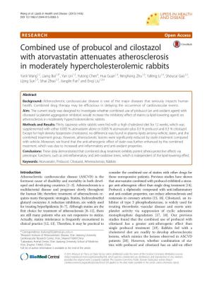 Combined Use of Probucol and Cilostazol with Atorvastatin