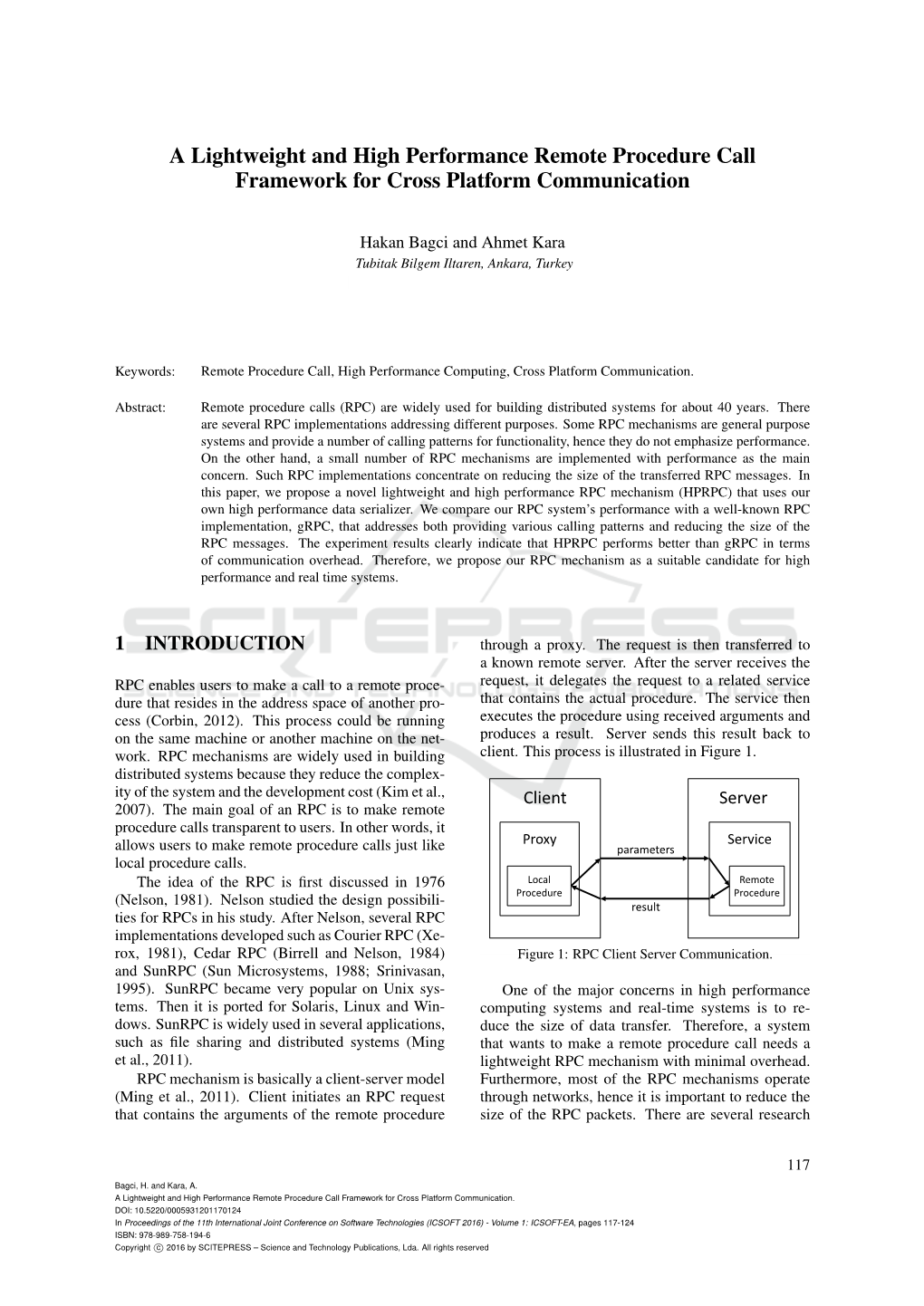 A Lightweight and High Performance Remote Procedure Call Framework for Cross Platform Communication