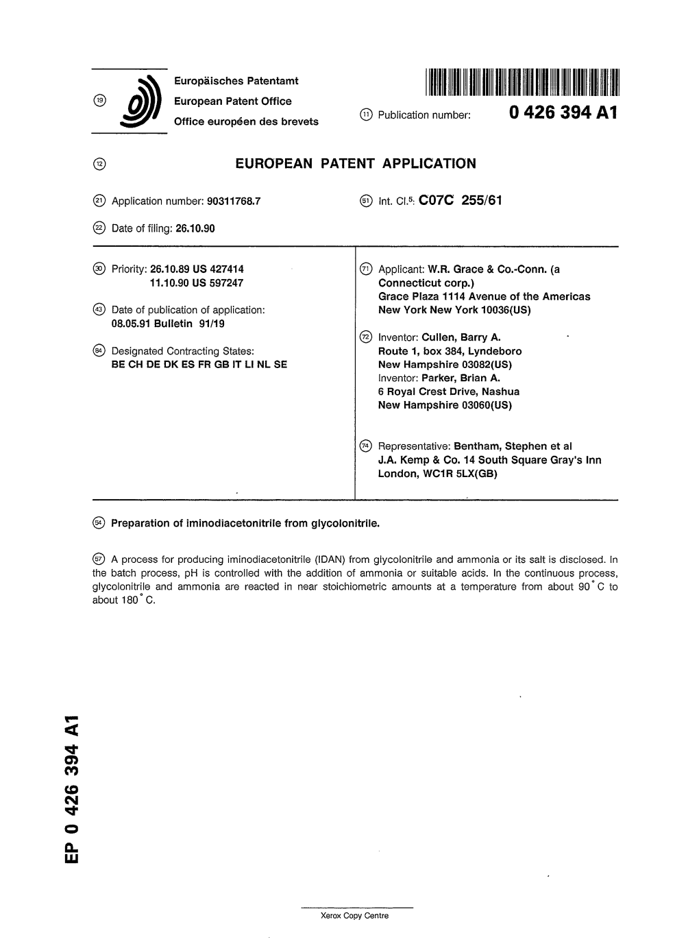 Preparation of Iminodiacetonitrile from Glycolonitrile