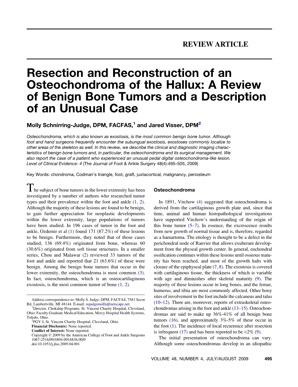 A Review of Benign Bone Tumors and a Description of an Unusual Case