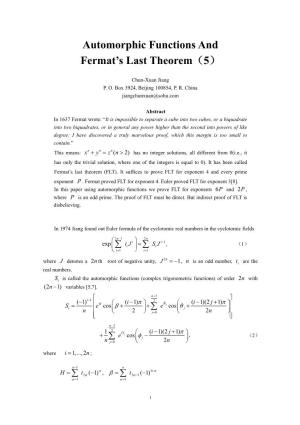 Automorphic Functions and Fermat's Last Theorem（5）