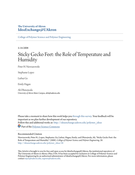 Sticky Gecko Feet: the Role of Temperature and Humidity Peter H