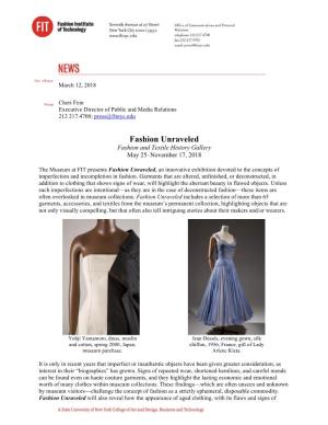 Fashion Unraveled Press Release