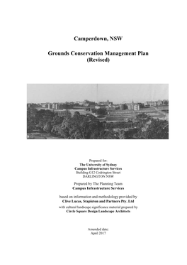 Camperdown, NSW Grounds Conservation Management Plan