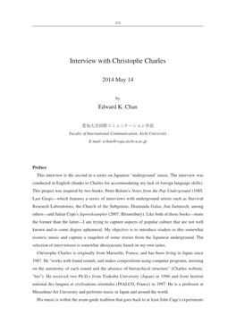 Interview with Christophe Charles
