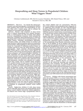 Sleepwalking and Sleep Terrors in Prepubertal Children: What Triggers Them?