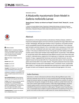 Madurella Mycetomatis Grain Model in Galleria Mellonella Larvae