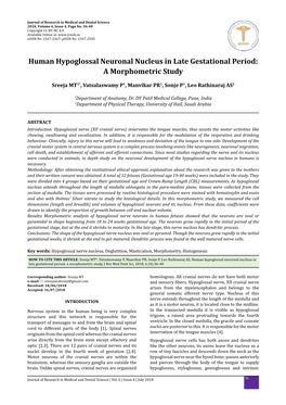 Human Hypoglossal Neuronal Nucleus in Late Gestational Period: a Morphometric Study