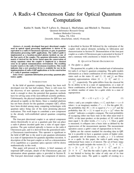 A Radix-4 Chrestenson Gate for Optical Quantum Computation