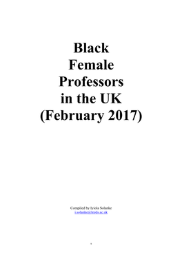 Black Female Professors in the UK (February 2017)