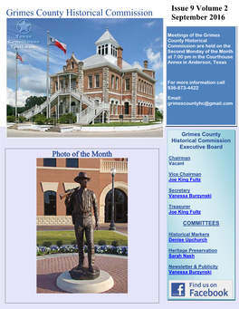 Grimes County Historical Commission Issue 9 Volume 2 September 2016